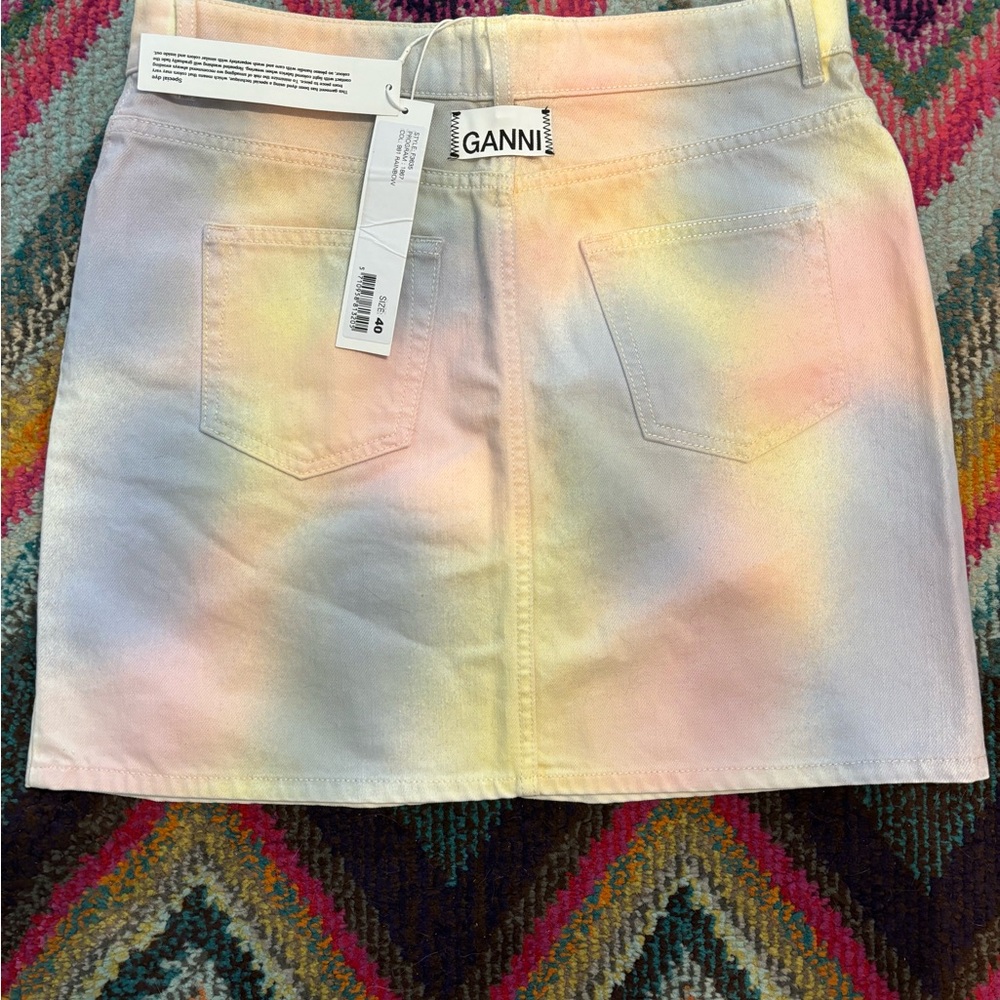 NWT GANNI Coloredwashed Denim Mini Skirt - Picture 5 of 5